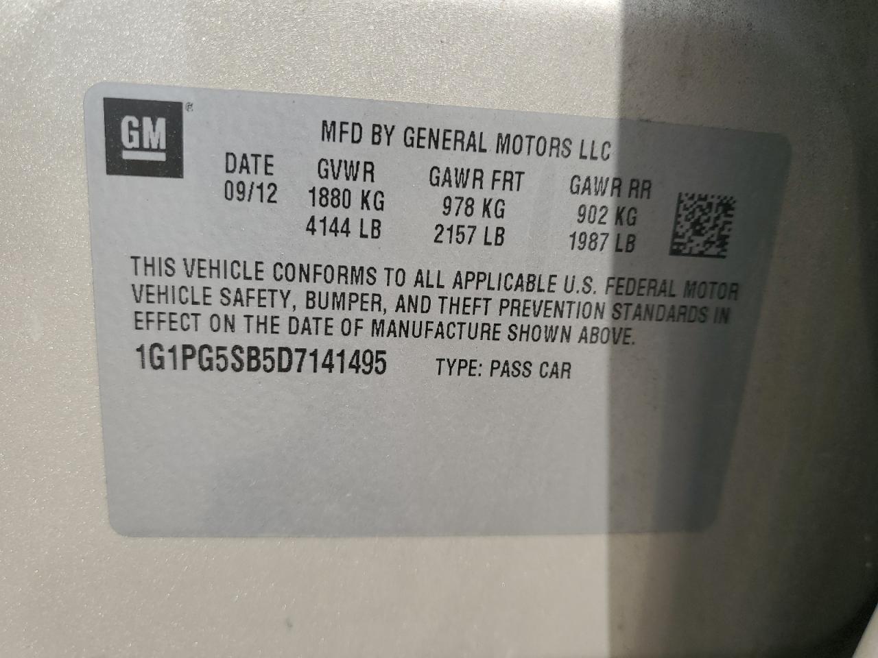 Photo 11 VIN: 1G1PG5SB5D7141495 - CHEVROLET CRUZE 