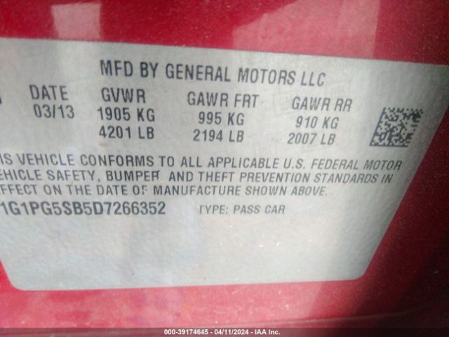 Photo 8 VIN: 1G1PG5SB5D7266352 - CHEVROLET CRUZE 