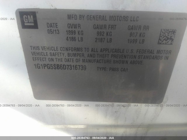 Photo 8 VIN: 1G1PG5SB6D7316739 - CHEVROLET CRUZE 