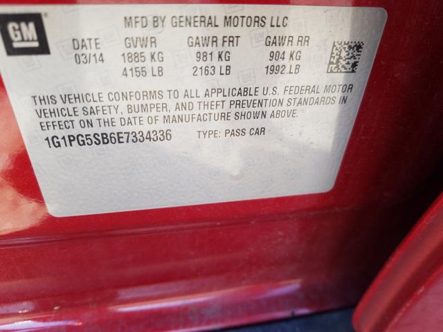 Photo 9 VIN: 1G1PG5SB6E7334336 - CHEVROLET CRUZE LTZ 