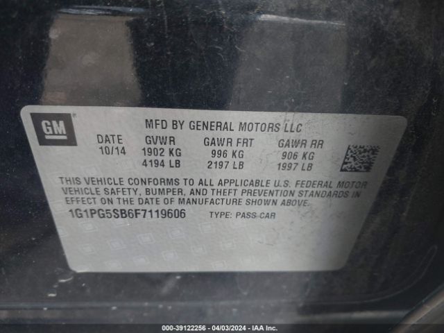 Photo 8 VIN: 1G1PG5SB6F7119606 - CHEVROLET CRUZE 