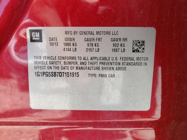 Photo 9 VIN: 1G1PG5SB7D7151915 - CHEVROLET CRUZE LTZ 