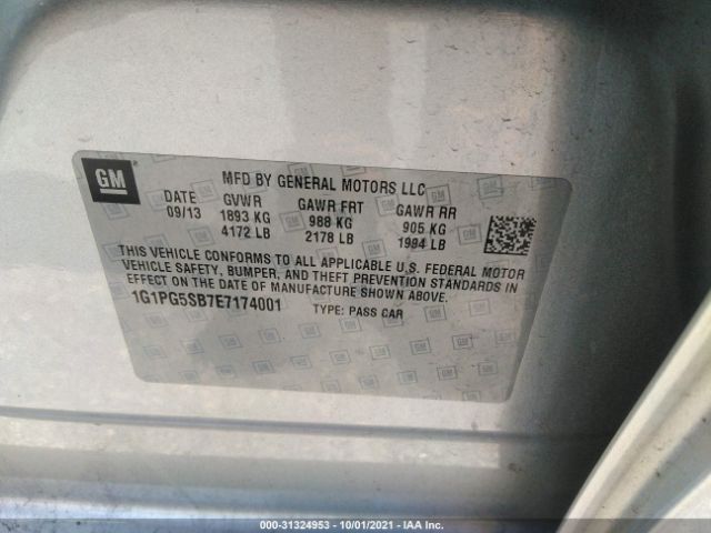 Photo 8 VIN: 1G1PG5SB7E7174001 - CHEVROLET CRUZE 