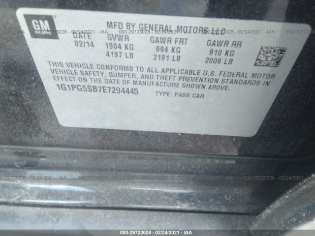 Photo 8 VIN: 1G1PG5SB7E7294445 - CHEVROLET CRUZE 