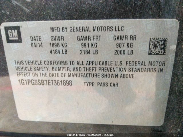 Photo 8 VIN: 1G1PG5SB7E7361898 - CHEVROLET CRUZE 