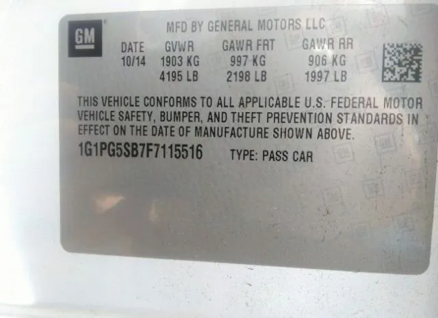 Photo 8 VIN: 1G1PG5SB7F7115516 - CHEVROLET CRUZE 