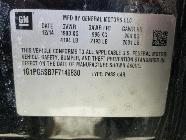 Photo 9 VIN: 1G1PG5SB7F7149830 - CHEVROLET CRUZE 