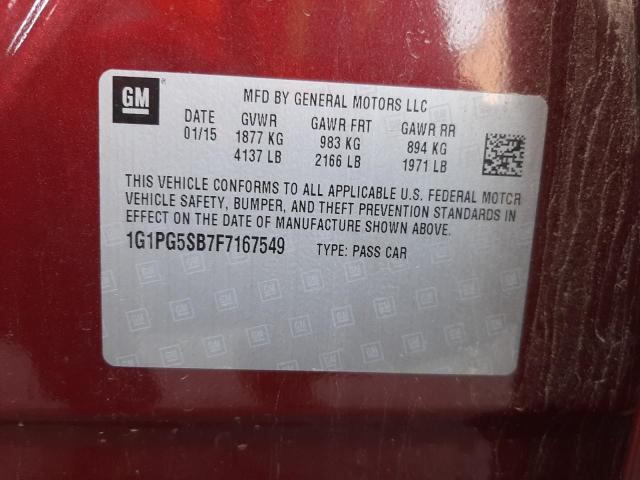 Photo 9 VIN: 1G1PG5SB7F7167549 - CHEVROLET CRUZE LTZ 