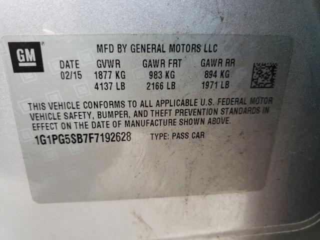 Photo 9 VIN: 1G1PG5SB7F7192628 - CHEVROLET CRUZE LTZ 