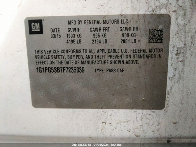 Photo 8 VIN: 1G1PG5SB7F7235039 - CHEVROLET CRUZE 