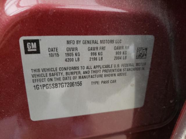 Photo 9 VIN: 1G1PG5SB7G7206156 - CHEVROLET CRUZE LIMI 