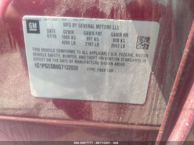 Photo 8 VIN: 1G1PG5SB8G7122038 - CHEVROLET CRUZE LIMITED 