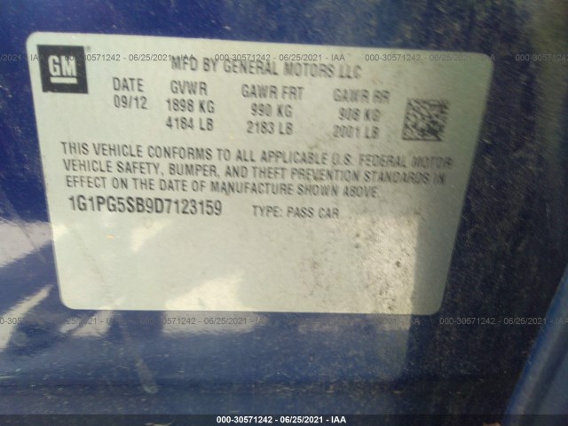 Photo 8 VIN: 1G1PG5SB9D7123159 - CHEVROLET CRUZE 