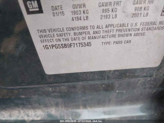 Photo 8 VIN: 1G1PG5SB9F7175345 - CHEVROLET CRUZE 