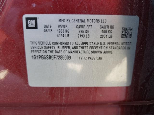 Photo 9 VIN: 1G1PG5SB9F7285909 - CHEVROLET CRUZE LTZ 