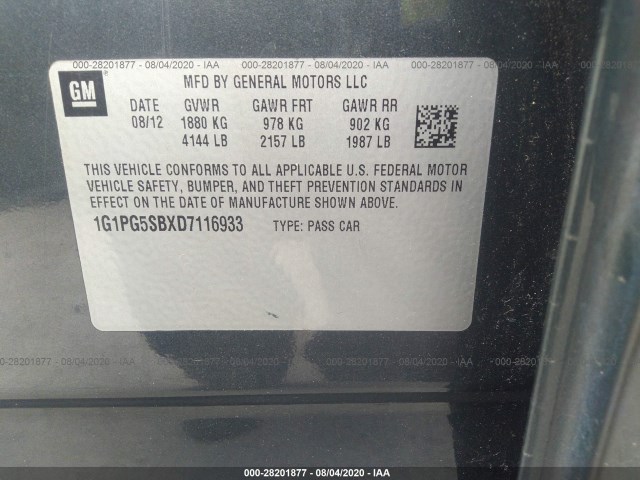 Photo 8 VIN: 1G1PG5SBXD7116933 - CHEVROLET CRUZE 