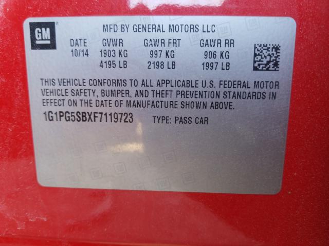 Photo 9 VIN: 1G1PG5SBXF7119723 - CHEVROLET CRUZE LTZ 