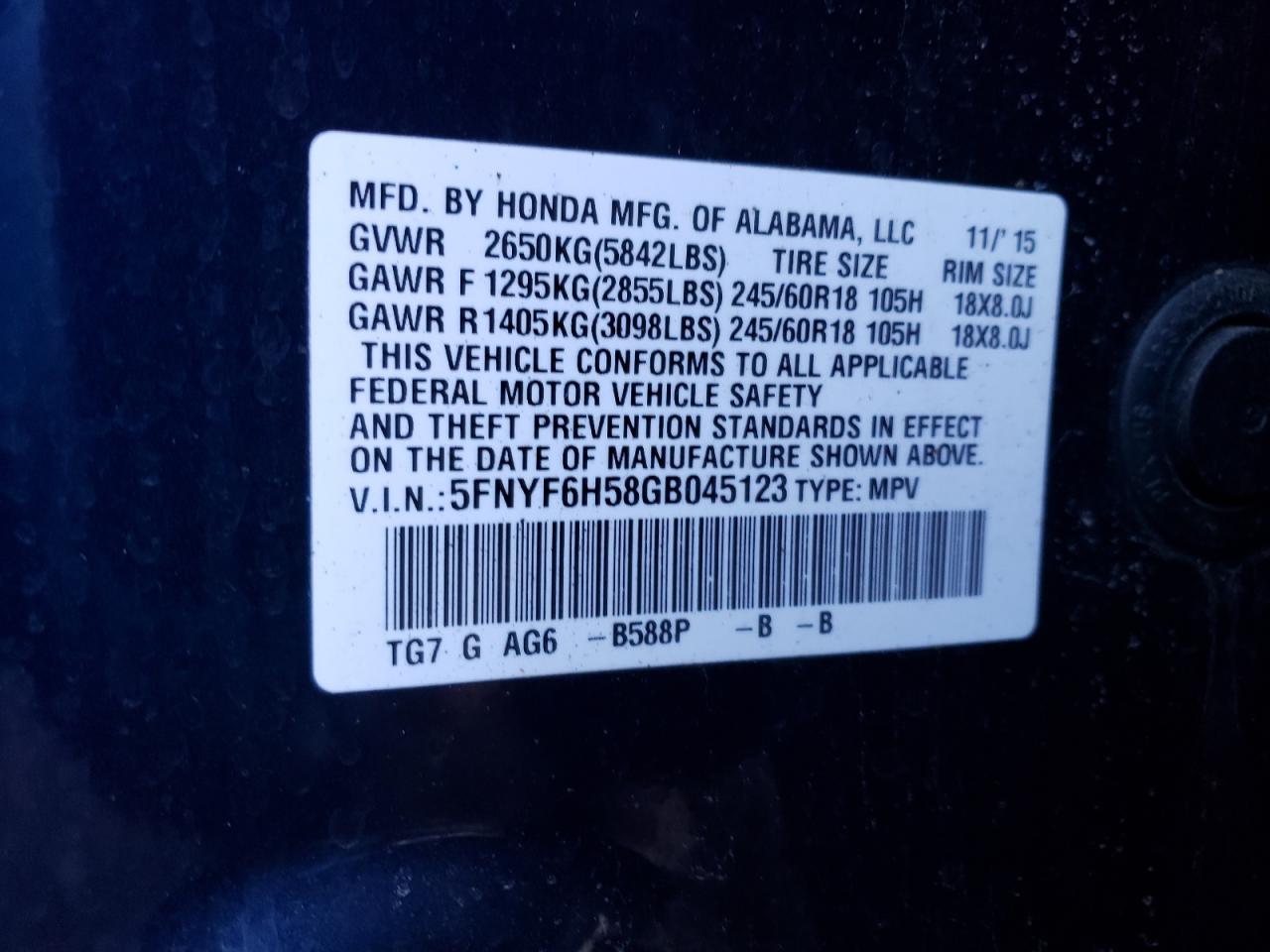 Photo 12 VIN: 1G1PG5SC2C7348109 - HONDA PILOT 