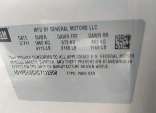 Photo 8 VIN: 1G1PG5SC3C7112598 - CHEVROLET CRUZE 