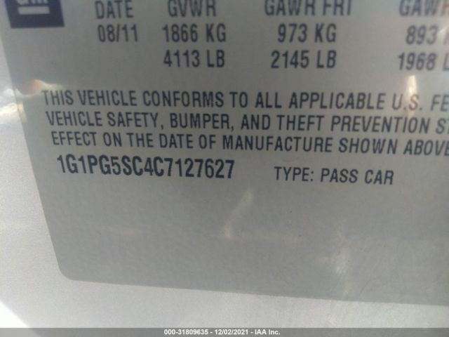 Photo 8 VIN: 1G1PG5SC4C7127627 - CHEVROLET CRUZE 