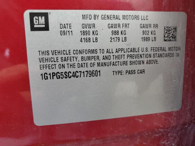 Photo 12 VIN: 1G1PG5SC4C7179601 - CHEVROLET CRUZE LT 