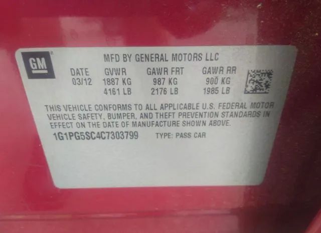 Photo 8 VIN: 1G1PG5SC4C7303799 - CHEVROLET CRUZE 