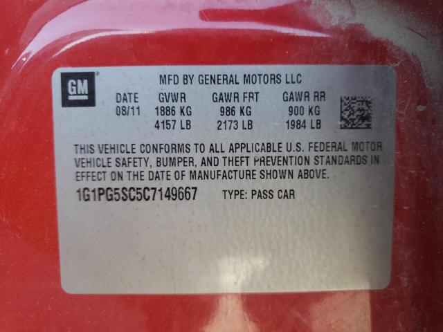 Photo 9 VIN: 1G1PG5SC5C7149667 - CHEVROLET CRUZE LT 