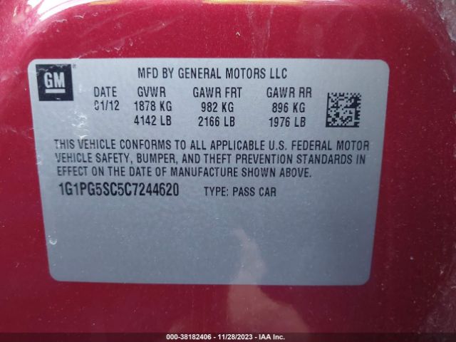 Photo 8 VIN: 1G1PG5SC5C7244620 - CHEVROLET CRUZE 