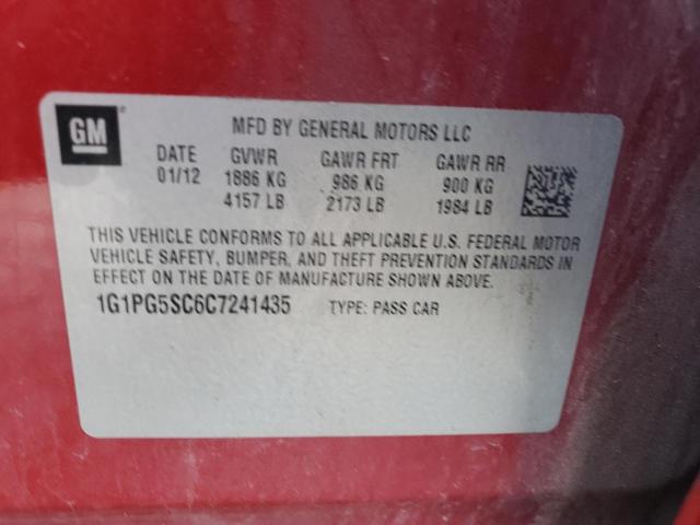 Photo 12 VIN: 1G1PG5SC6C7241435 - CHEVROLET CRUZE LT 