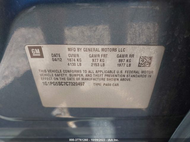 Photo 8 VIN: 1G1PG5SC7C7320497 - CHEVROLET CRUZE 