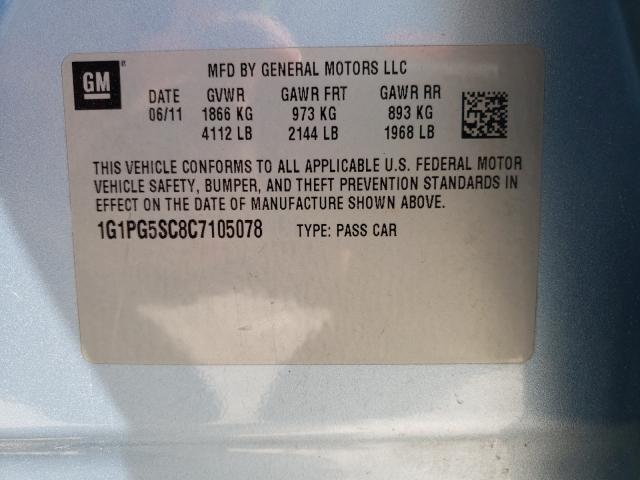 Photo 9 VIN: 1G1PG5SC8C7105078 - CHEVROLET CRUZE LT 