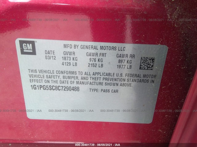 Photo 8 VIN: 1G1PG5SC8C7290488 - CHEVROLET CRUZE 