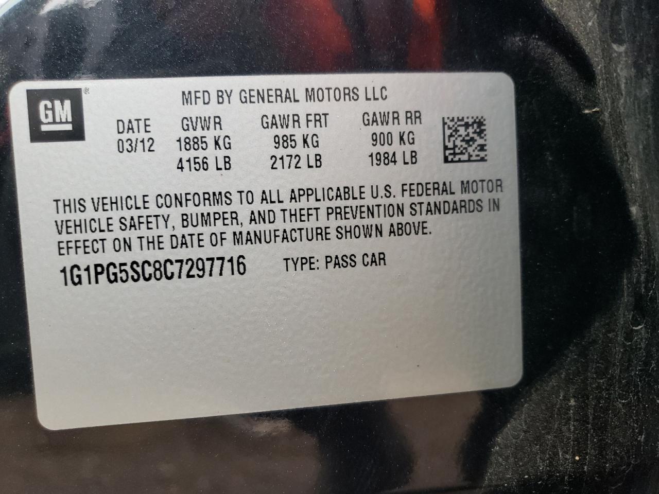 Photo 12 VIN: 1G1PG5SC8C7297716 - CHEVROLET CRUZE 