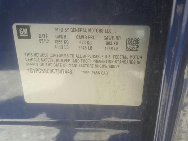 Photo 9 VIN: 1G1PG5SC8C7347448 - CHEVROLET CRUZE LT 