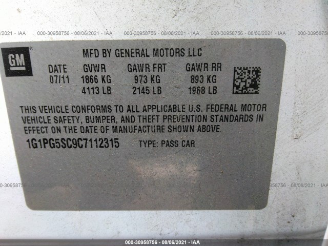 Photo 8 VIN: 1G1PG5SC9C7112315 - CHEVROLET CRUZE 