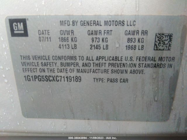 Photo 8 VIN: 1G1PG5SCXC7119189 - CHEVROLET CRUZE 