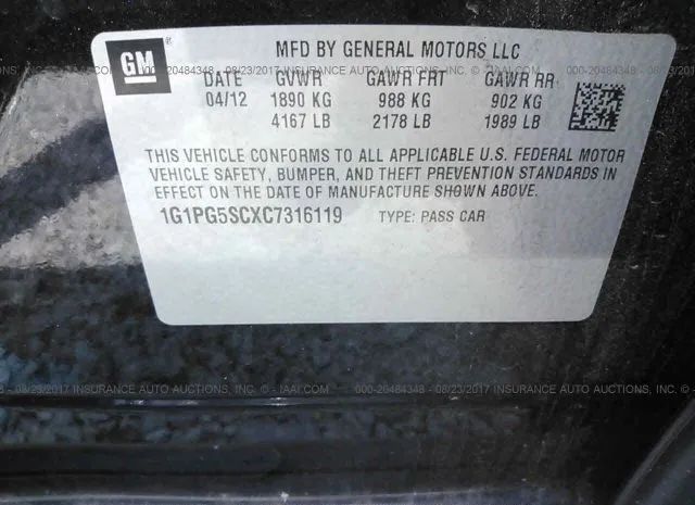 Photo 8 VIN: 1G1PG5SCXC7316119 - CHEVROLET CRUZE 