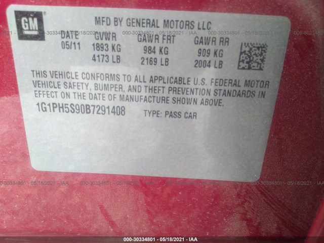 Photo 8 VIN: 1G1PH5S90B7291408 - CHEVROLET CRUZE 