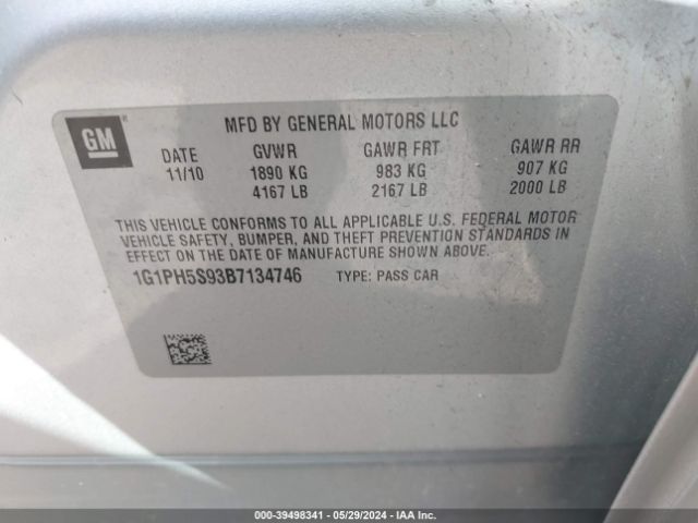 Photo 8 VIN: 1G1PH5S93B7134746 - CHEVROLET CRUZE 