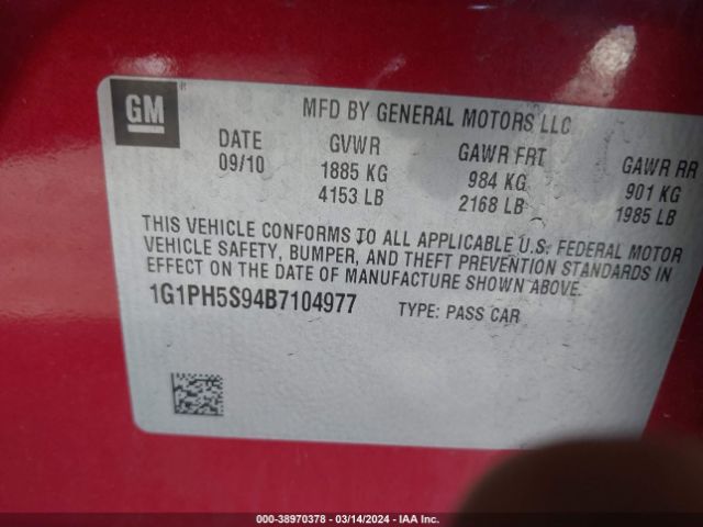 Photo 8 VIN: 1G1PH5S94B7104977 - CHEVROLET CRUZE 