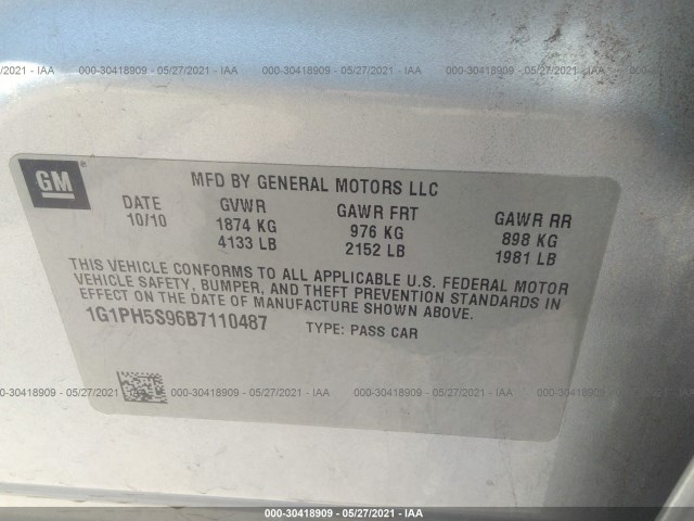 Photo 8 VIN: 1G1PH5S96B7110487 - CHEVROLET CRUZE 