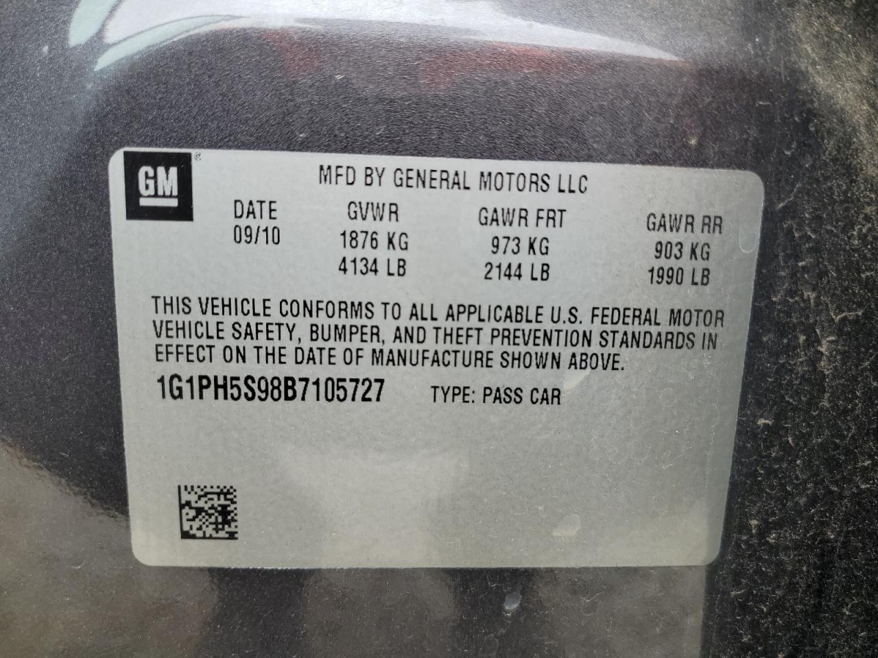 Photo 11 VIN: 1G1PH5S98B7105727 - CHEVROLET CRUZE 