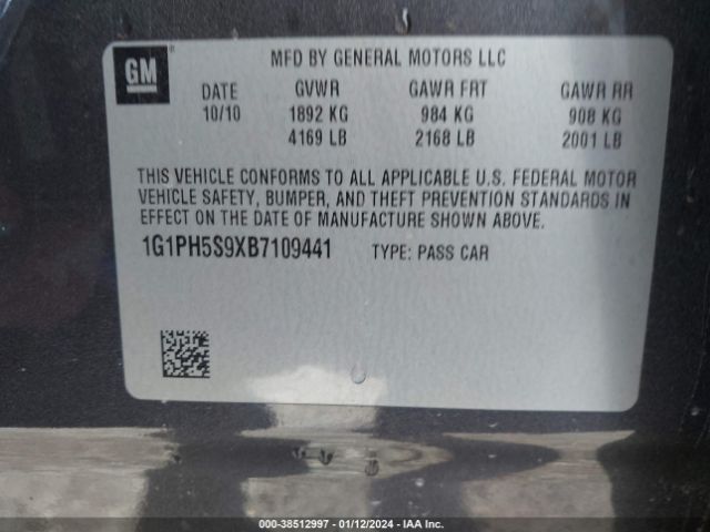 Photo 8 VIN: 1G1PH5S9XB7109441 - CHEVROLET CRUZE 