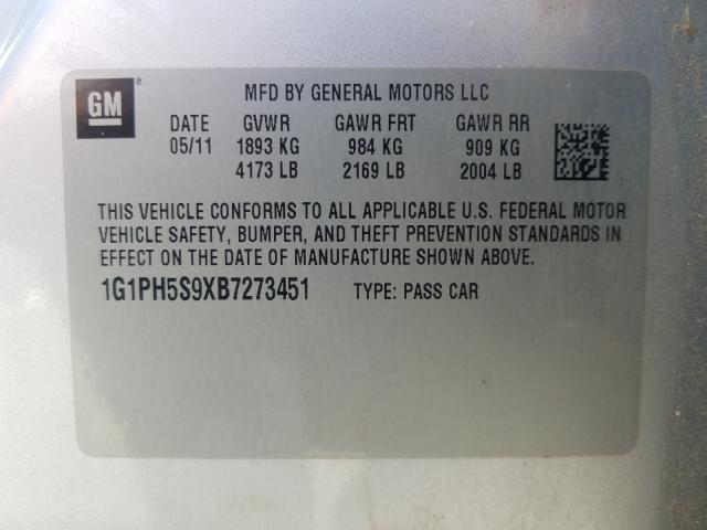 Photo 9 VIN: 1G1PH5S9XB7273451 - CHEVROLET CRUZE LTZ 