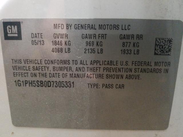 Photo 9 VIN: 1G1PH5SB0D7305331 - CHEVROLET CRUZE ECO 