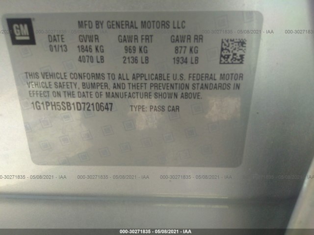 Photo 8 VIN: 1G1PH5SB1D7210647 - CHEVROLET CRUZE 