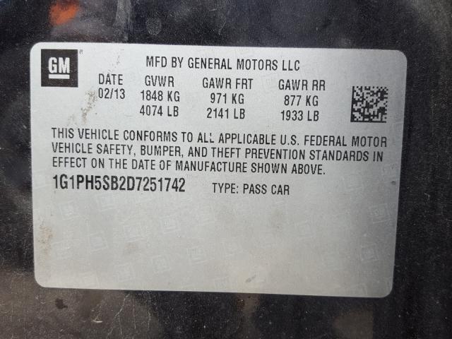 Photo 9 VIN: 1G1PH5SB2D7251742 - CHEVROLET CRUZE ECO 