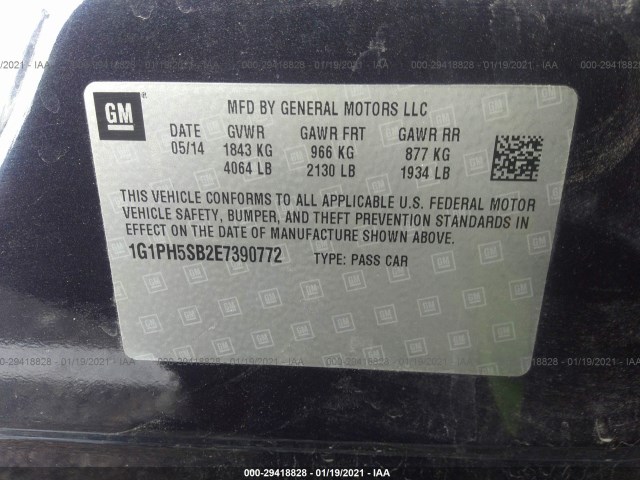 Photo 8 VIN: 1G1PH5SB2E7390772 - CHEVROLET CRUZE 