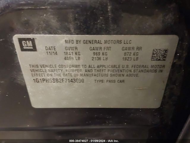 Photo 8 VIN: 1G1PH5SB2F7143690 - CHEVROLET CRUZE 