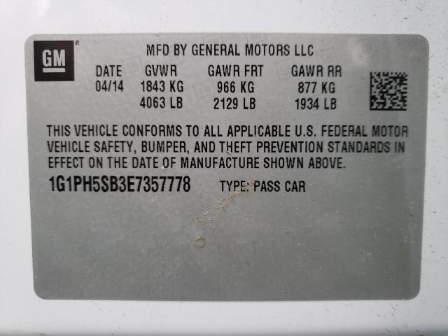 Photo 9 VIN: 1G1PH5SB3E7357778 - CHEVROLET CRUZE ECO 